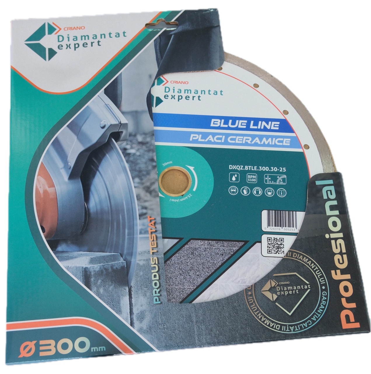Disc DiamantatExpert pt. Ceramica, Gresie Portelanata de Duritate Medie, Placi 300x30/25,4mm(ring) (mm) taiere umeda, Blue Line Profesional - DXQZ.BTLE.300.30-25 - 3 | YEO