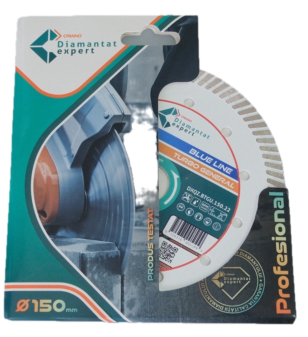 Disc DiamantatExpert TURBO pt. Beton Ranforsat Usor, Materiale de constructii 150x22.23 (mm) taiere uscata sau umeda, Blue Line Profesional - DXQZ.BTGU.150 — imaginea 9