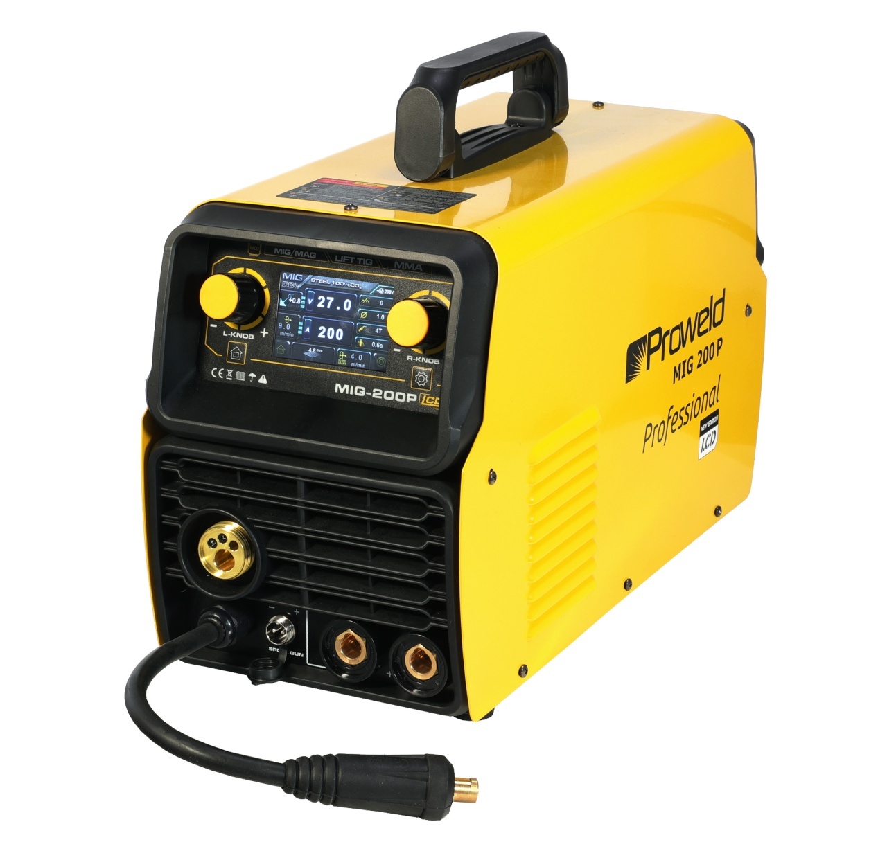 ProWELD MIG 200P LCD Synergetic Pulse & Double Pulse, MIG/MAG, TIG, MMA, Oțel, Inox, Aluminiu, Fontă, 200A - 1 | YEO