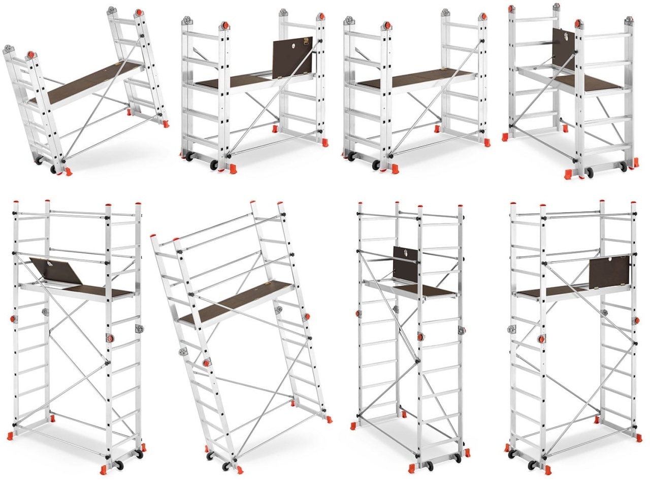 Schela aluminiu mobila cu doua scari pliabile 2x5 trepte, inaltime 3m, platforma 1,35x0,45(m), max. 150kg - CNO-SME-ACRO4M — imaginea 10