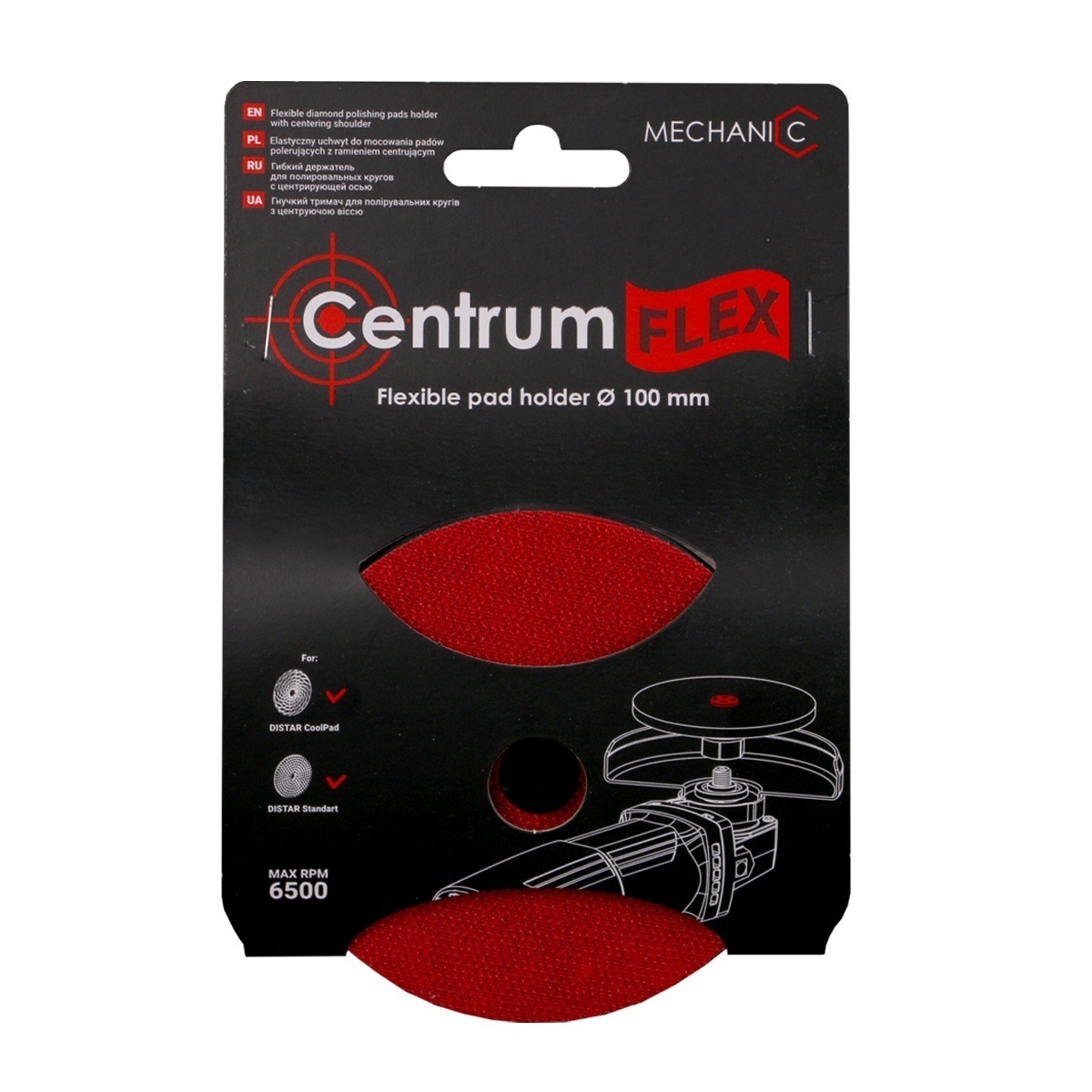 Suport flexibil pentru paduri Velcro pentru polisat, CentrumFlex, diam 100mm x M14 - Distar-89568442038 - imagine 4
