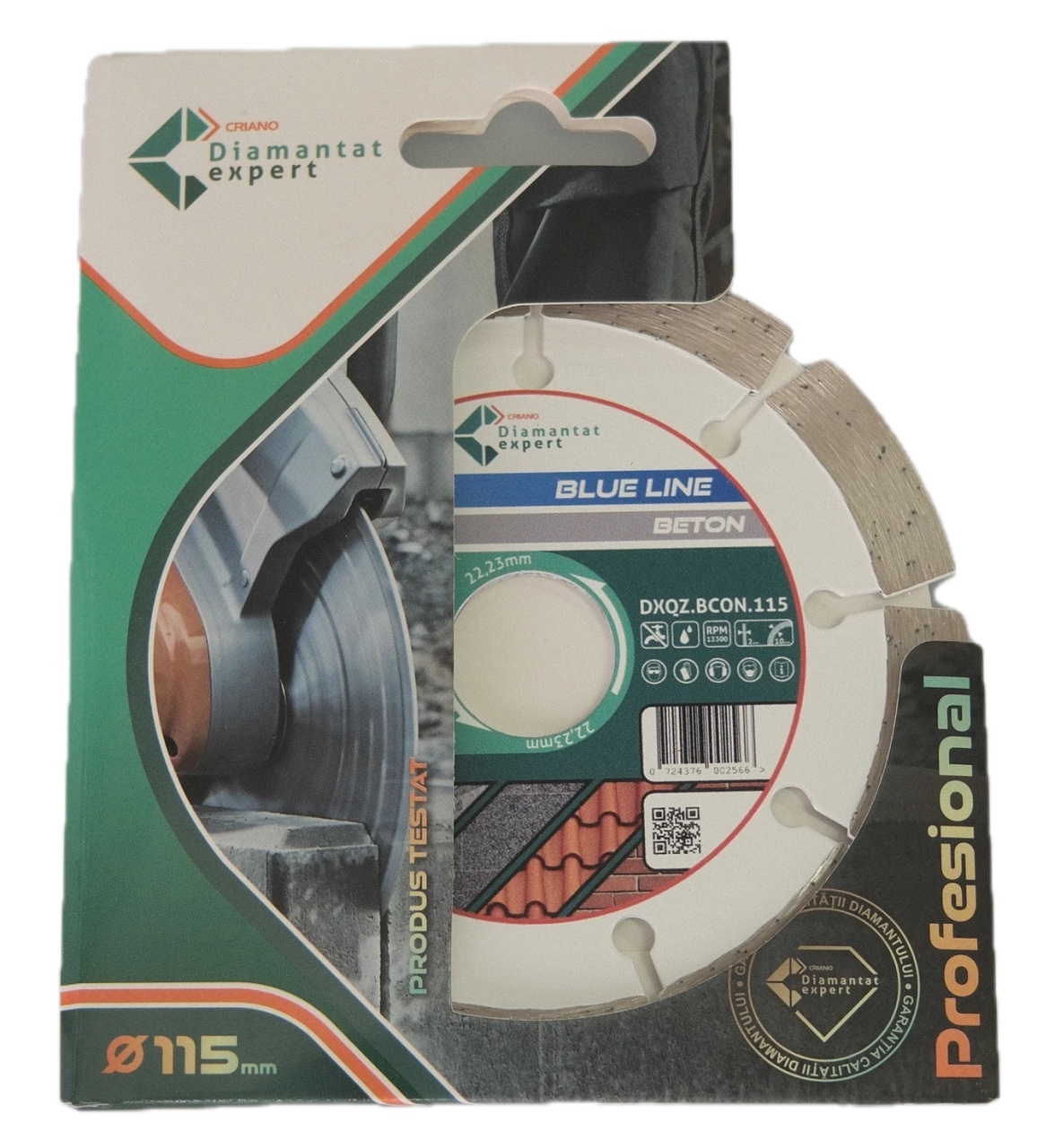 Disc DiamantatExpert pt. Beton, Materiale constructii 115x22.23 (mm) taiere uscata sau umeda, Blue Line Profesional - DXQZ.BCON.115 - 3 | YEO