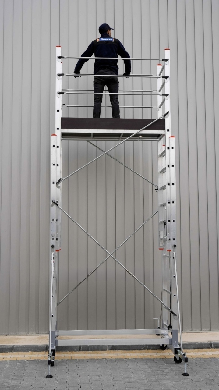Schela mobila aluminiu telescopica 2x5(m), inaltime lucru 10 metri, o platforma 1,6x0,6(m), max 200kg/mp - CNO-SME-MEGA10 — imaginea 11