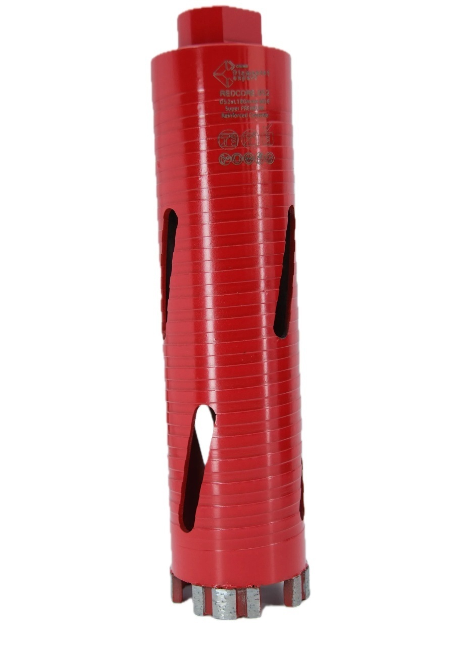Carota diamantata Super PREMIUM ø52mm x 180mm x M16 pentru gaurire Beton armat, Zidarie, Granit - DXQZ.REDCORE.52 - imagine 2