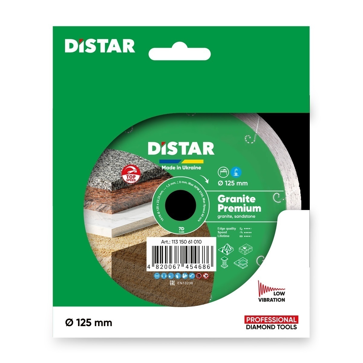 Disc diamantat DiStar Granite pt. Granit, marmura, placi ceramice - 125x22.23 (mm) Premium - DiStar-11315061010 — imaginea 6