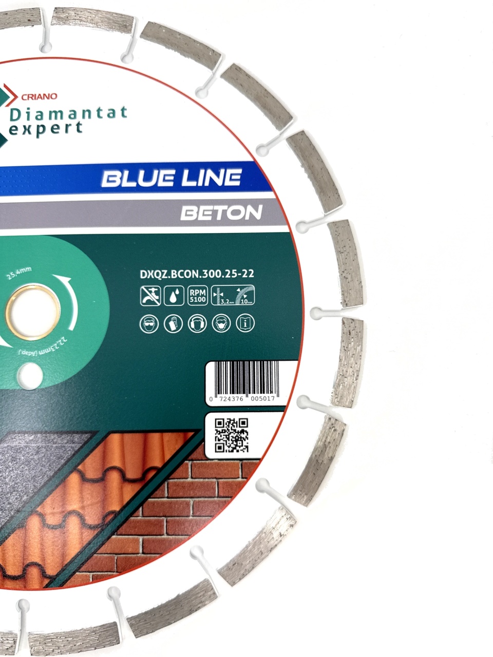 Disc DiamantatExpert LASER pt. Beton, Materiale constructii 300x25,4/22,23(inel) (mm) taiere uscata sau umeda, Blue Line Profesional - DXQZ.BCON.300.25-22 - 2 | YEO