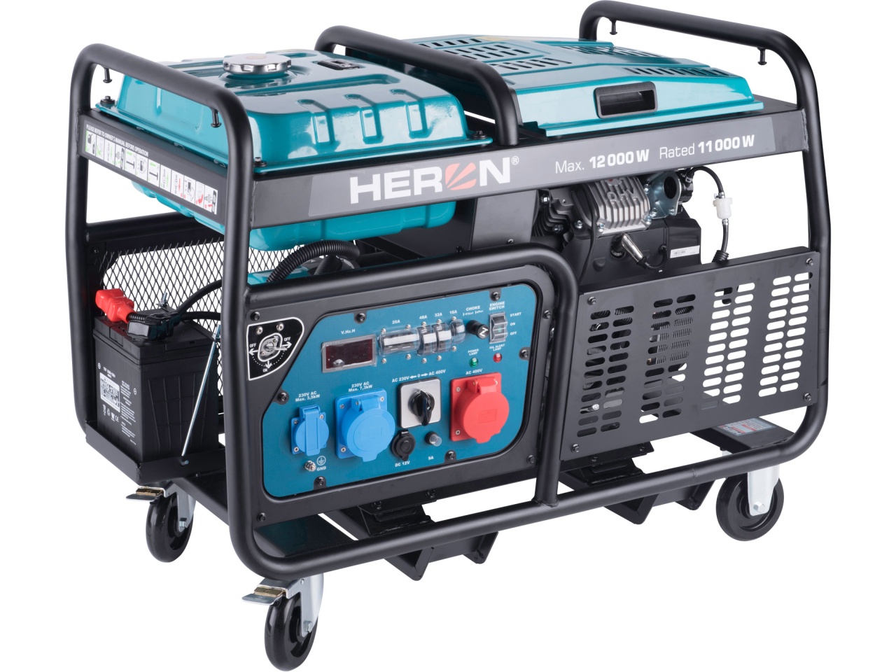 Generator de curent trifazat 12 kW - benzina, 400V, pornire electrica, AVR - Heron-8896431 - 1 | YEO