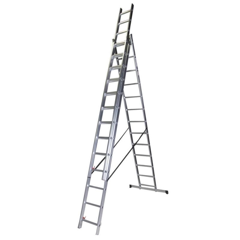 Scara tripla aluminiu BISONTE STR313 3 x 13 trepte inaltime maxima 9.25 m — imaginea 2