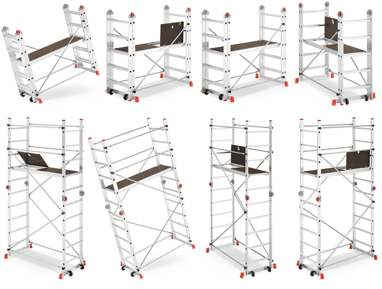 Schela aluminiu mobila cu doua scari pliabile 2x5 trepte, inaltime 3m, platforma 1,35x0,45(m), max. 150kg - CNO-SME-ACRO4M - 2 | YEO