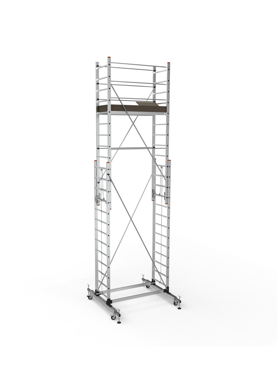 Schela mobila aluminiu telescopica 2x3,5(m), inaltime lucru 7 metri, o platforma 1,6x0,6(m), max 200kg/mp - WP-SCF-MEGA7