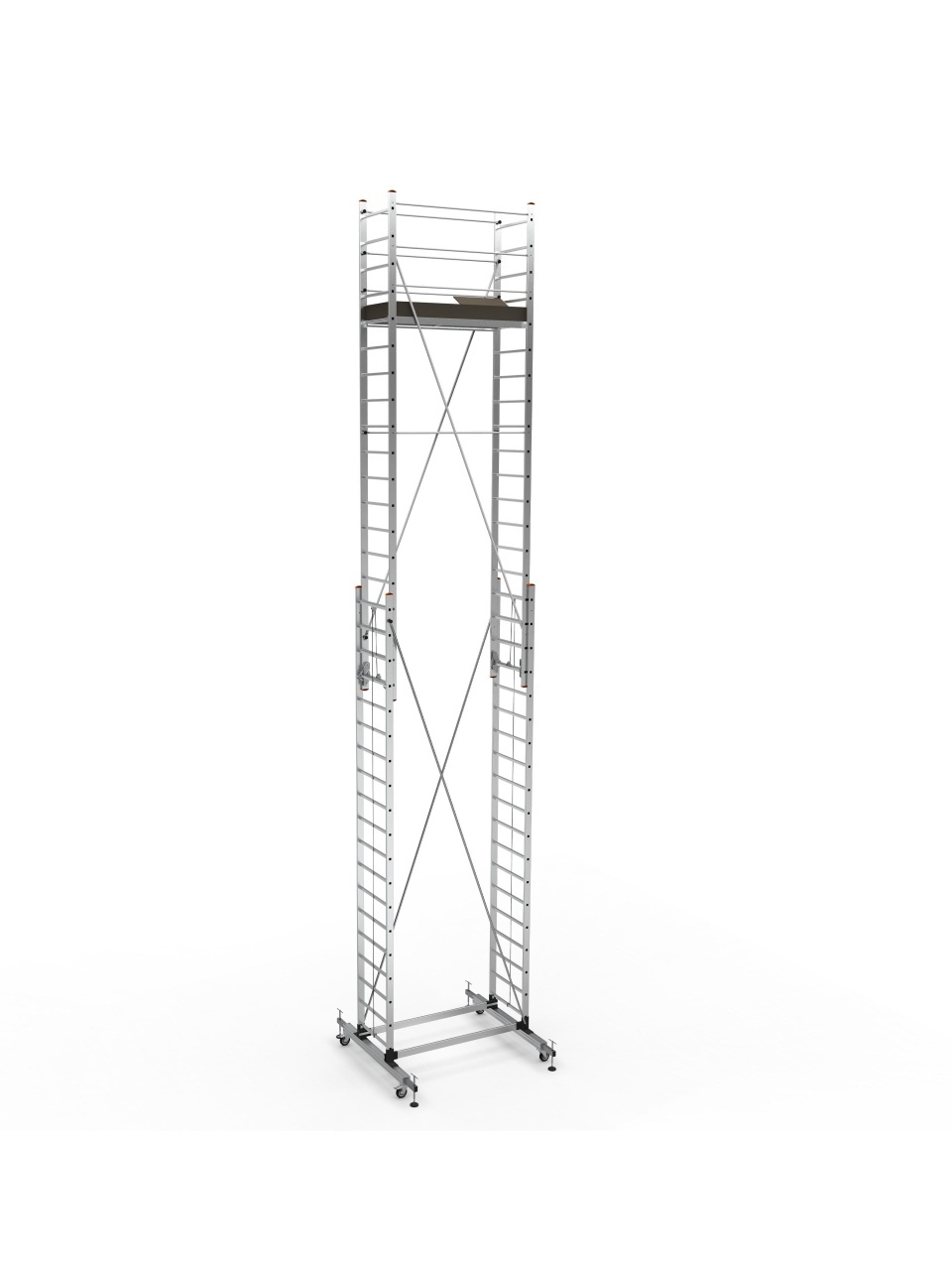 Schela mobila aluminiu telescopica 2x5(m), inaltime lucru 10 metri, o platforma 1,6x0,6(m), max 200kg/mp - CNO-SME-MEGA10