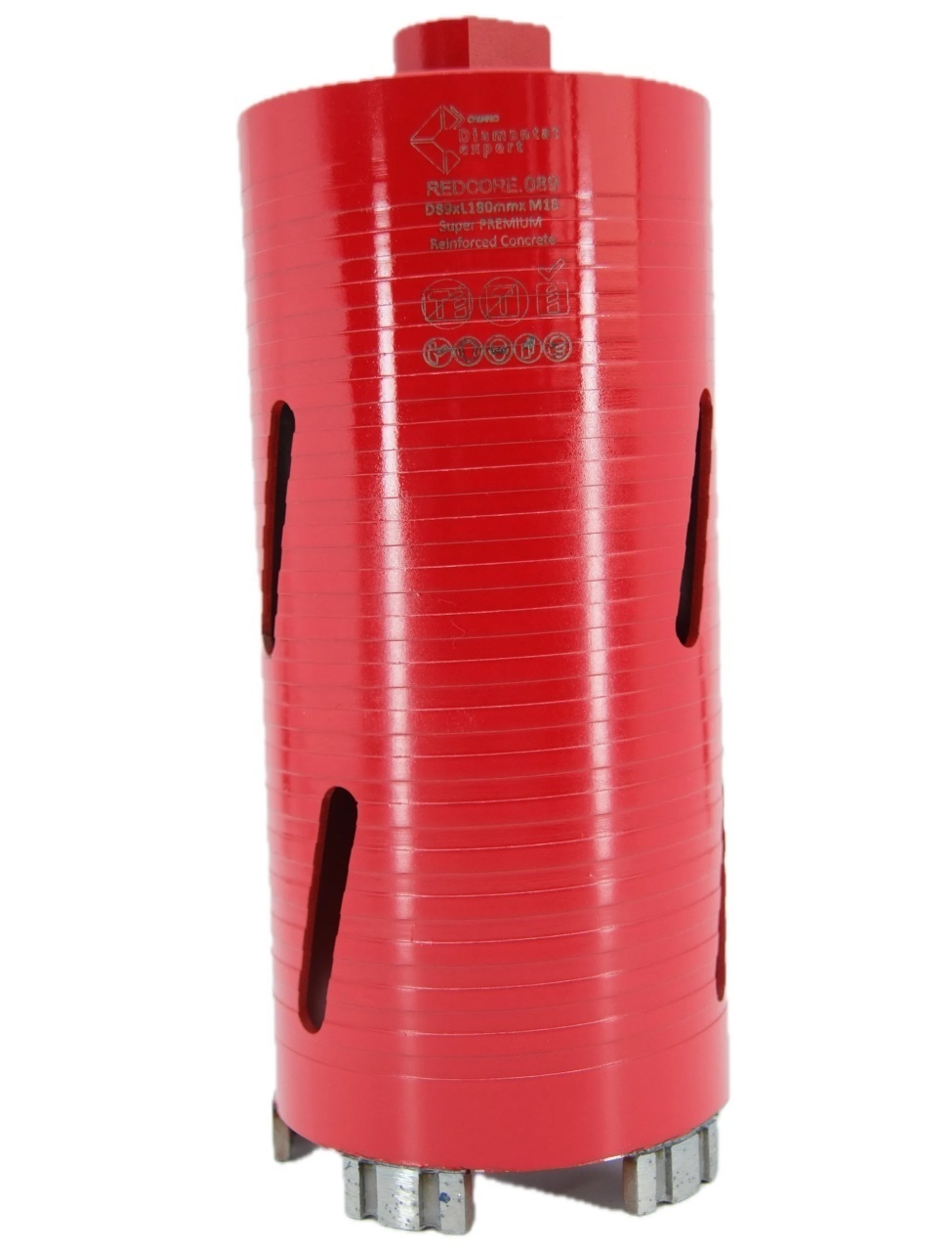 Carota diamantata Super PREMIUM ø89mm x 180mm x M16 pentru gaurire Beton armat, Zidarie, Granit - DXQZ.REDCORE.89 - imagine 5