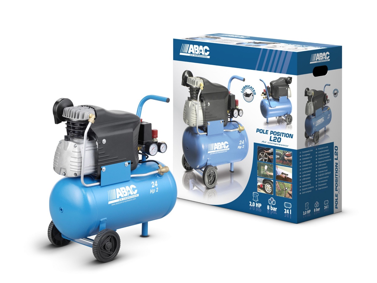Compresor de aer cu piston - 1.5 kW, 220 L/min, 10 bari - Rezervor 24 Litri - ABAC-POLE-POSITION-L20 — imaginea 10