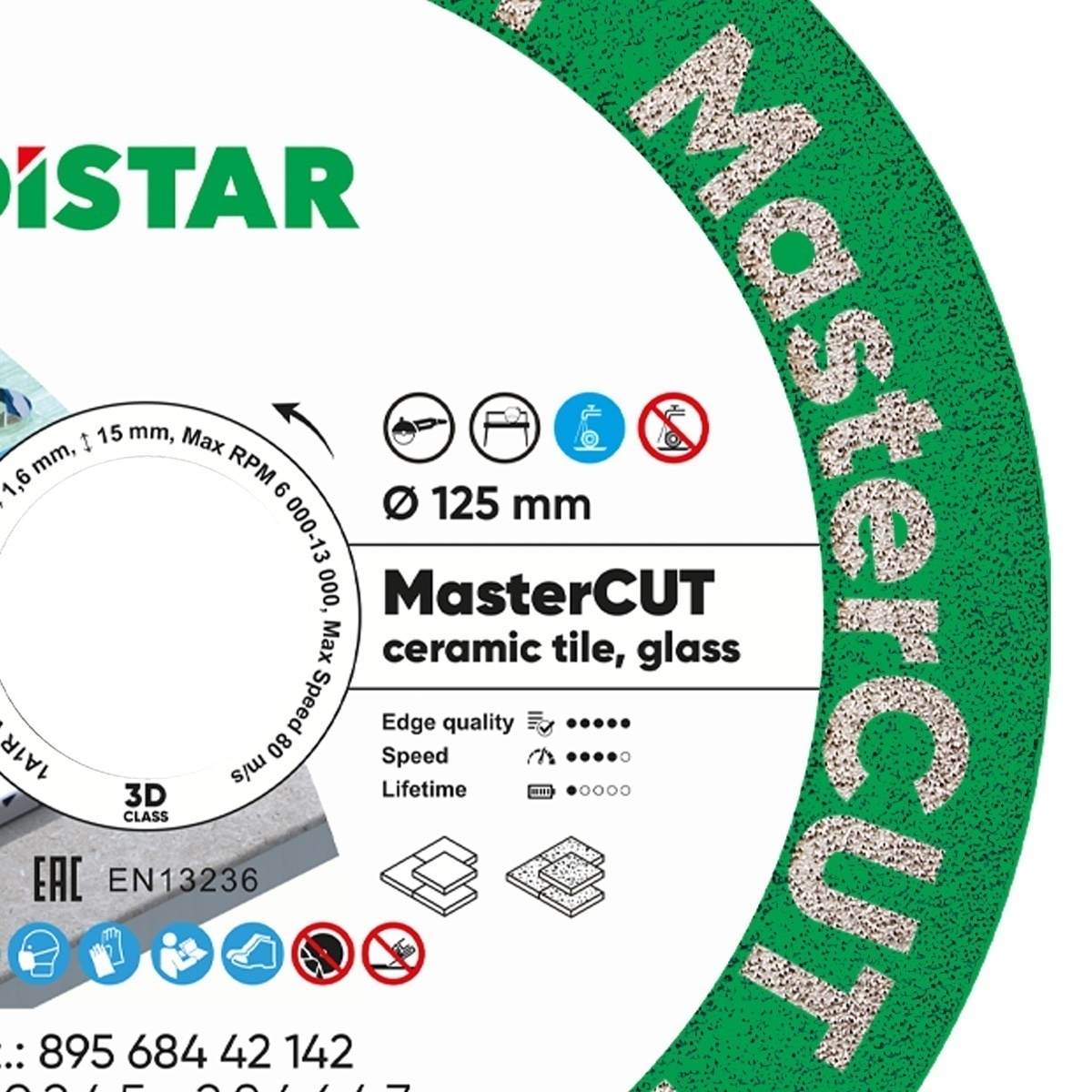 Disc diamantat DiStar MasterCut pt. Gresie portelanata, placi ceramice - 125x22.23 (mm) Premium - DiStar-89568442142 — imaginea 7