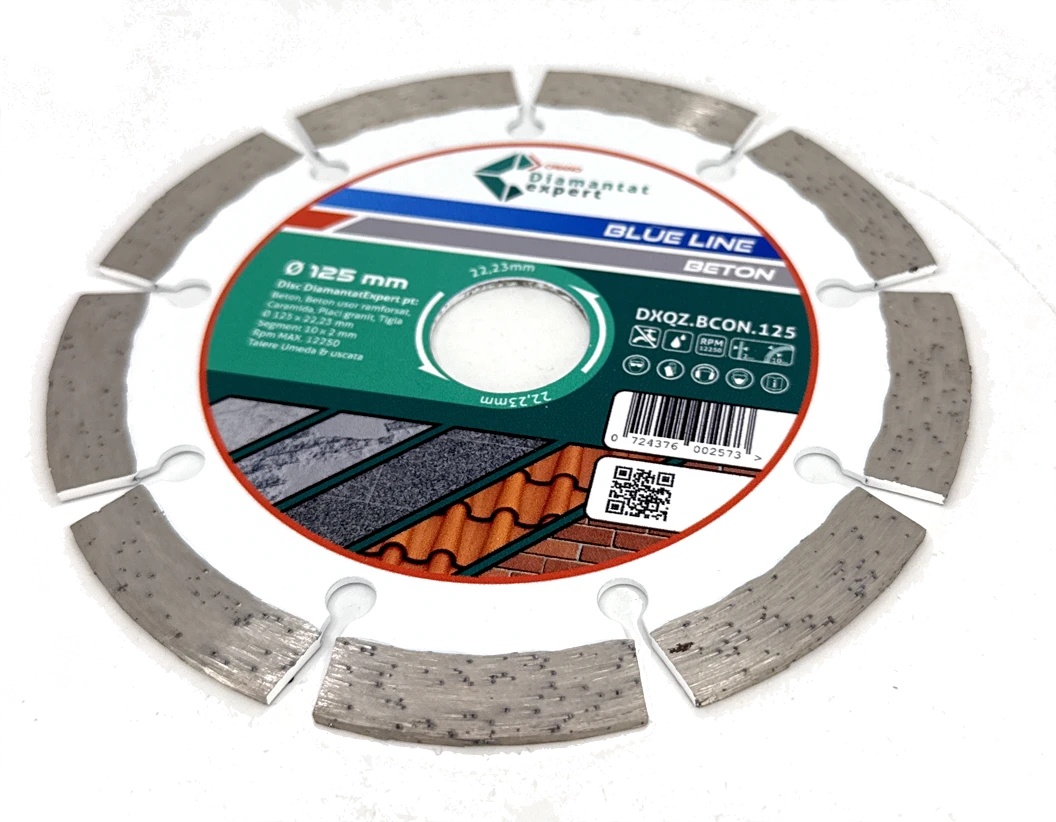 Disc DiamantatExpert pt. Beton, Materiale constructii 125x22.23 (mm) taiere uscata sau umeda, Blue Line Profesional - DXQZ.BCON.125 - 1 | YEO