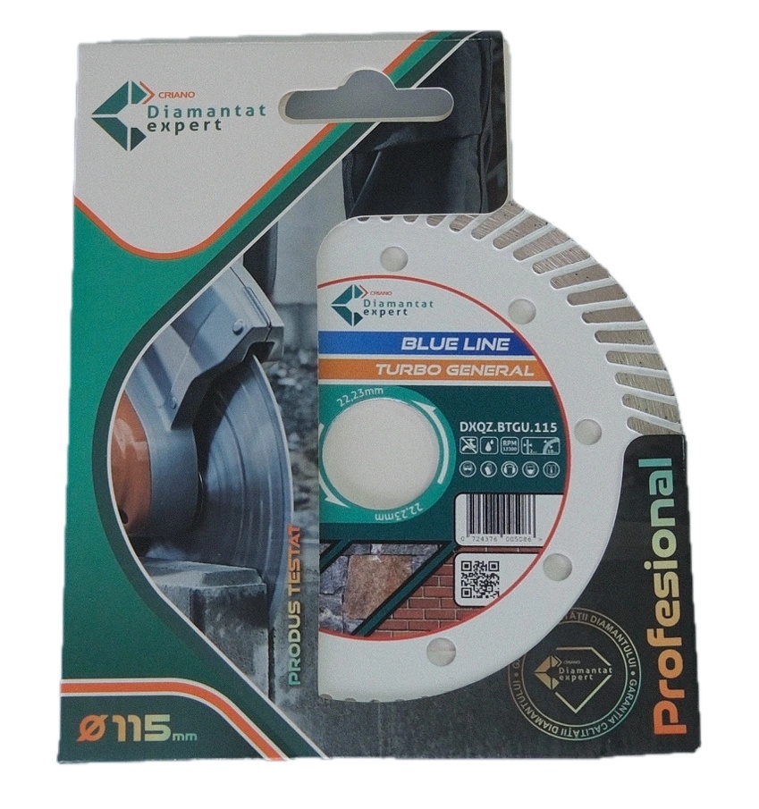 Disc DiamantatExpert TURBO pt. Beton Ranforsat Usor, Materiale de constructii 115x22.23 (mm) taiere uscata sau umeda, Blue Line Profesional - DXQZ.BTGU.115 - Imagine 9