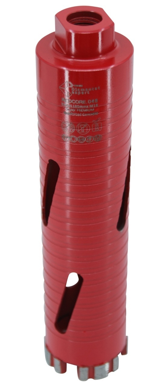 Carota diamantata Super PREMIUM ø48mm x 180mm x M16 pentru gaurire Beton armat, Zidarie, Granit - DXQZ.REDCORE.48 — imaginea 7