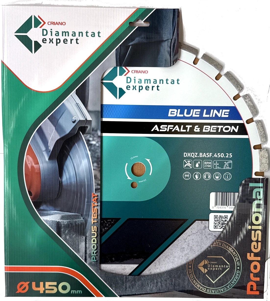 Disc DiamantatExpert LASER pt. Asfalt, Beton, Materiale abrazive 450x25,4mm (mm) taiere uscata sau umeda, Blue Line Profesional - DXQZ.BASF.450.25 - 2 | YEO