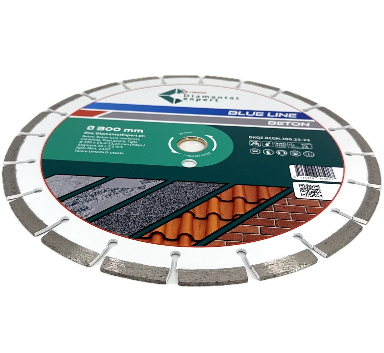 Disc DiamantatExpert LASER pt. Beton, Materiale constructii 300x25,4/22,23(inel) (mm) taiere uscata sau umeda, Blue Line Profesional - DXQZ.BCON.300.25-22 — imaginea 5