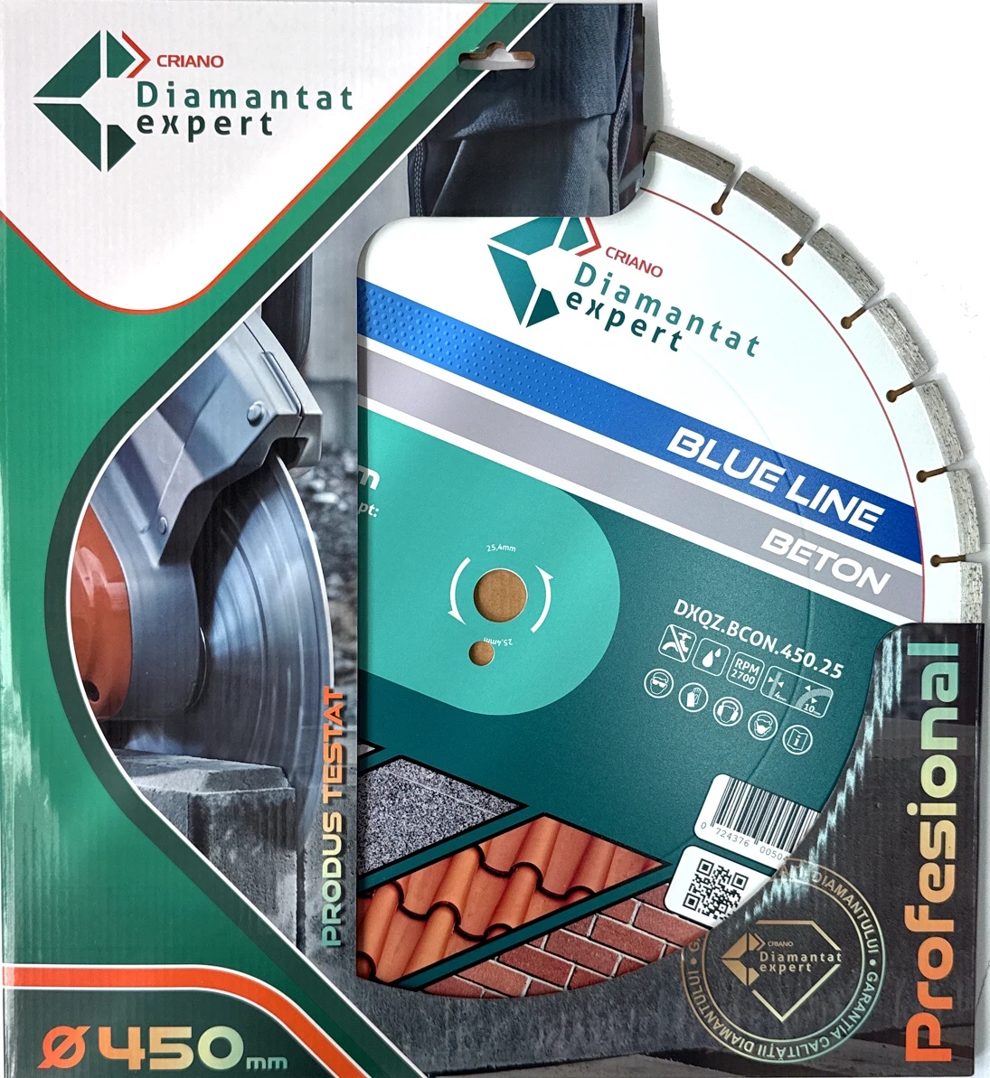 Disc DiamantatExpert LASER pt. Beton, Materiale constructii 450x25,4mm (mm) taiere uscata sau umeda, Blue Line Profesional - DXQZ.BCON.450.25 - 1 | YEO