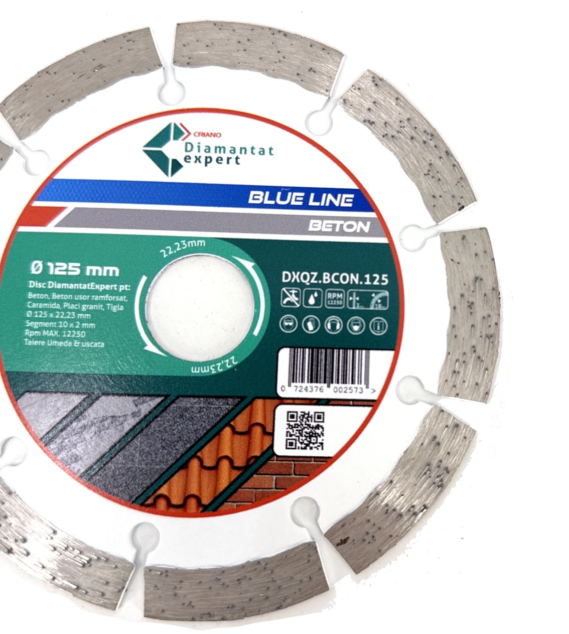 Disc DiamantatExpert pt. Beton, Materiale constructii 125x22.23 (mm) taiere uscata sau umeda, Blue Line Profesional - DXQZ.BCON.125 - 2 | YEO