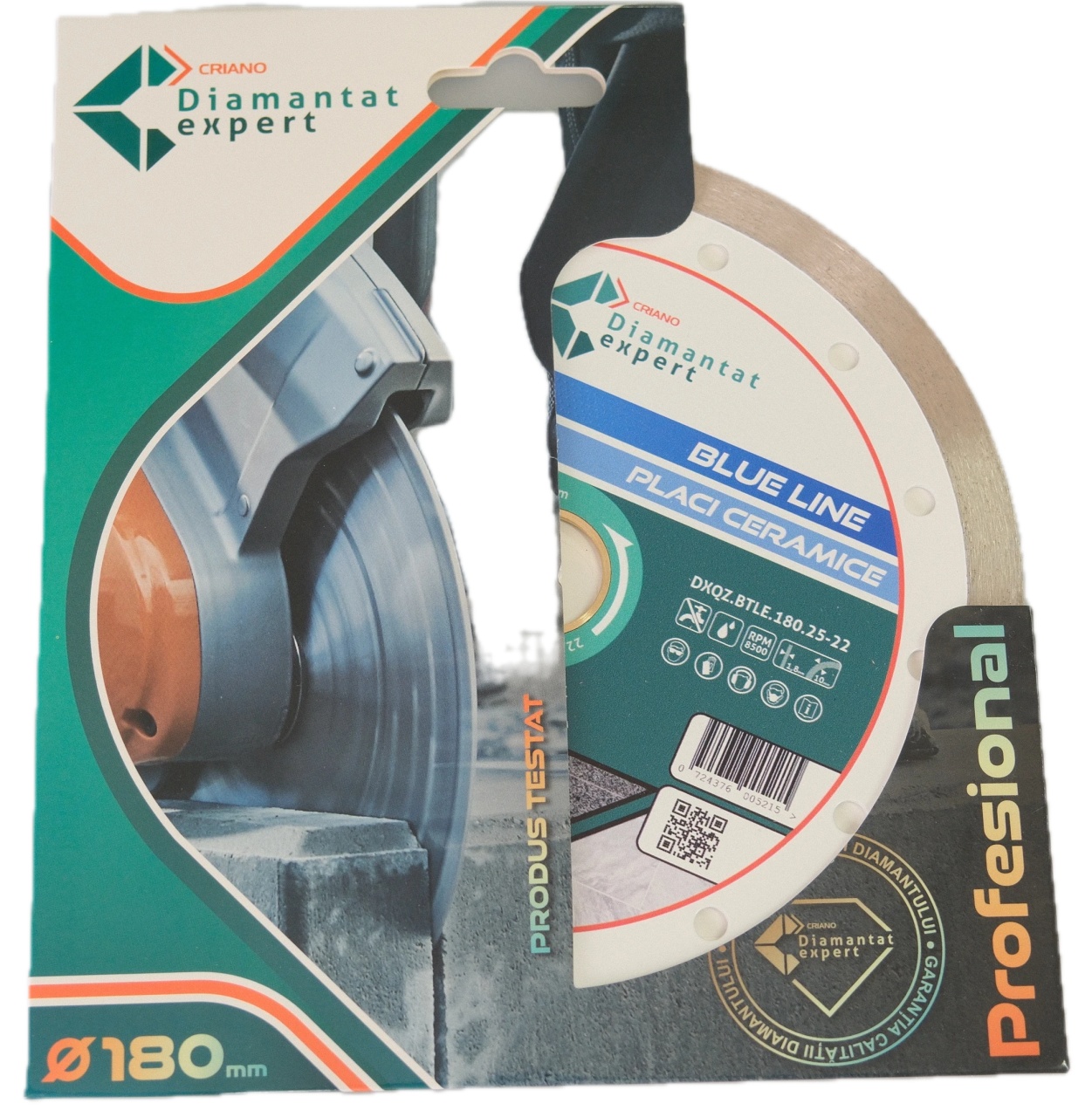 Disc DiamantatExpert pt. Ceramica, Gresie Portelanata de Duritate Medie, Placi 180x25,4/22.23(ring) (mm) taiere uscata sau umeda, Blue Line Profesional - DXQZ.BTLE.180.25-22 - 3 | YEO