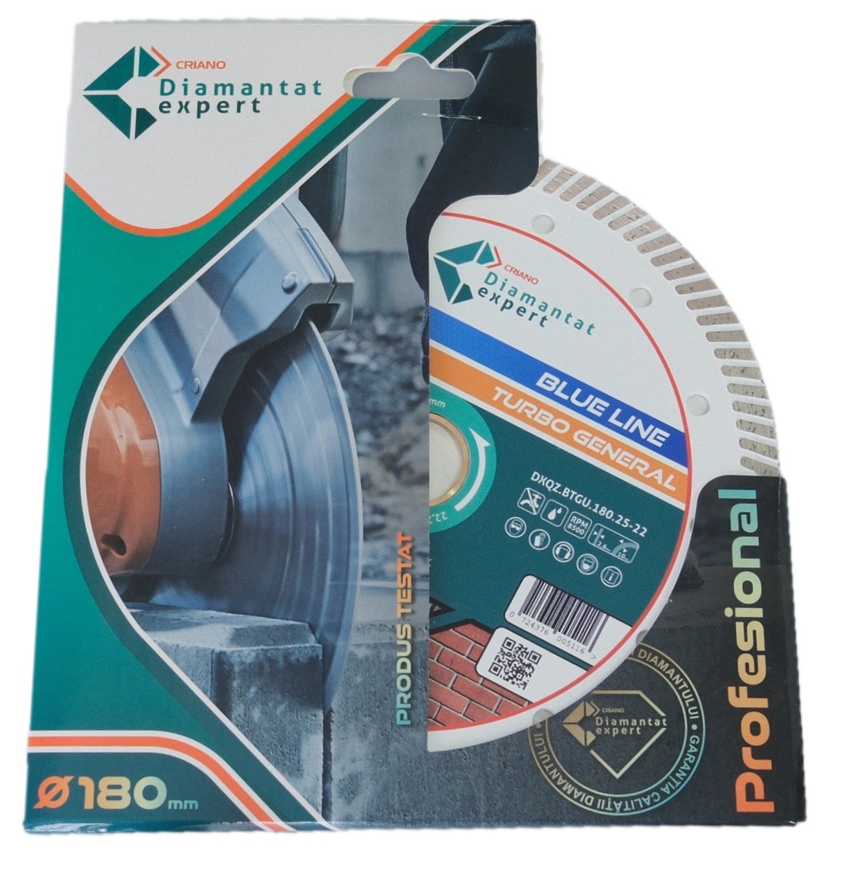 Disc DiamantatExpert TURBO pt. Beton Ranforsat Usor, Materiale de constructii 180x25,4/22.23(ring) (mm) taiere uscata sau umeda, Blue Line Profesional - DXQZ.BTGU.180.25-22 - 3 | YEO