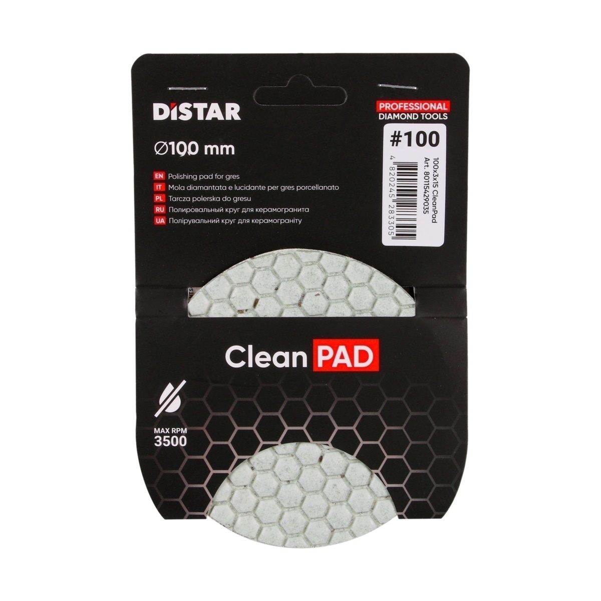 Discheta diamantata flexibila pentru slefuire uscata gresie portelanata, diam. 100mm gran. 100 - DiStar-80115429035 - Imagine 8