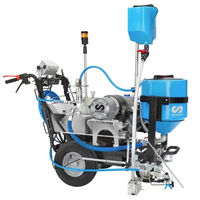 Echipament airless pentru trasat marcaje rutiere Larius Giotto Plus - autopropulsat, 2 pistoale. 8 l/min, rezervor Gravity 2x30lt - Imagine 1