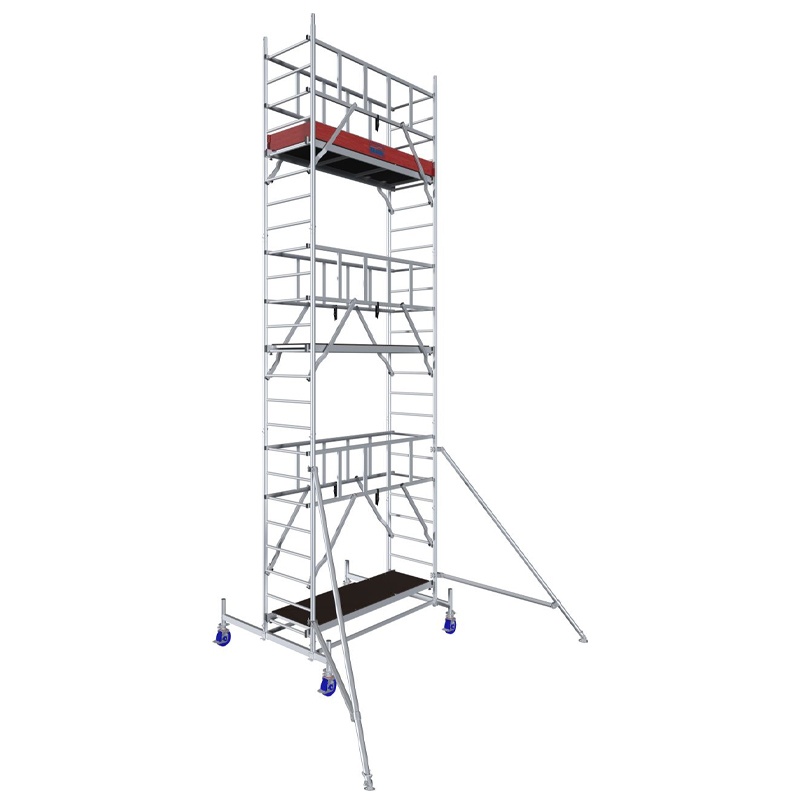 Schela Protec 0,6 x 2m, aluminiu, inaltime lucru 8.3m, inaltime schela 7.45m, inaltime platforma 6.3m (0+1+4+(2*3)+(2*Stabilizatoare))