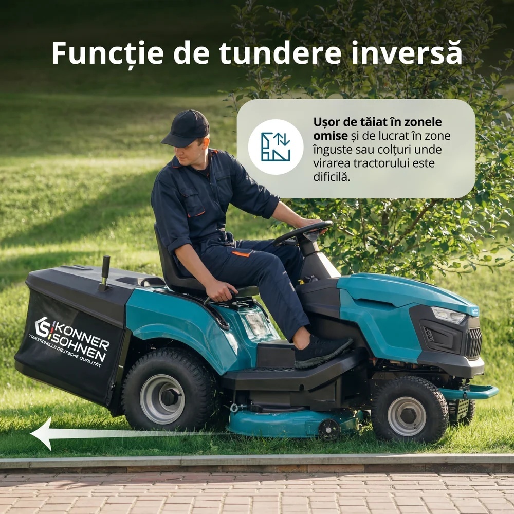 Tractor de tuns gazon pe benzină - 980mm, 245l - Konner & Sohnen - KS 98TMG-H — imaginea 7