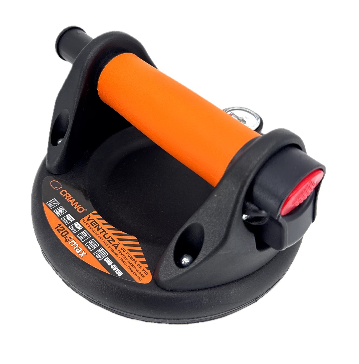 Ventuza Profesionala cu pompa de vid si manometru pentru manipulare placi rugoase sau fine Ø150mm, 120kg - CNO-CV150 — imaginea 7