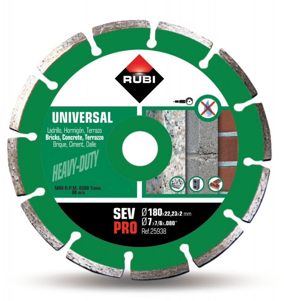 Disc diamantat pt. beton si caramida 180mm, SEV 180 Pro - RUBI-25938