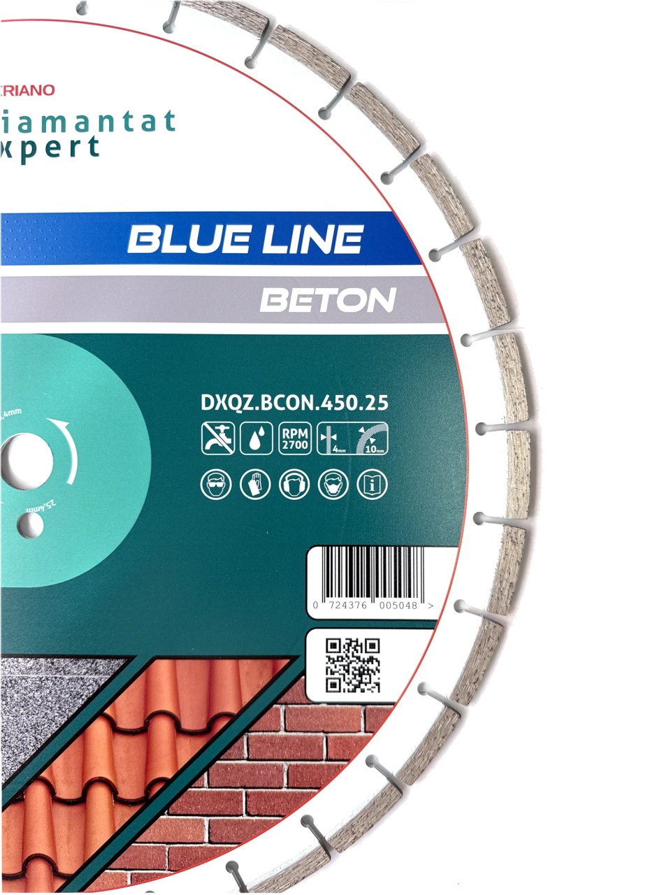Disc DiamantatExpert LASER pt. Beton, Materiale constructii 450x25,4mm (mm) taiere uscata sau umeda, Blue Line Profesional - DXQZ.BCON.450.25 - 2 | YEO