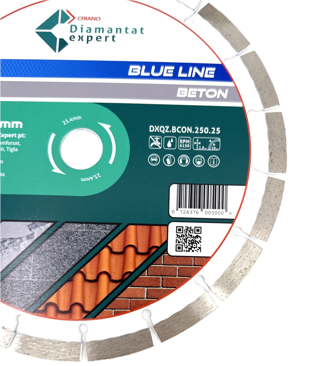 Disc DiamantatExpert pt. Beton, Materiale constructii 250x25,4 (mm) taiere uscata sau umeda, Blue Line Profesional - DXQZ.BCON.250.25 - 2 | YEO