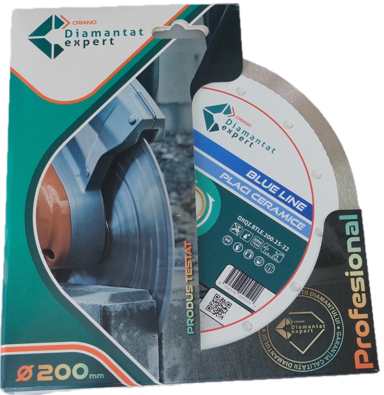 Disc DiamantatExpert pt. Ceramica, Gresie Portelanata de Duritate Medie, Placi 200x25,4/22.23(ring) (mm) taiere uscata sau umeda, Blue Line Profesional - DXQZ.BTLE.200.25-22 - 3 | YEO