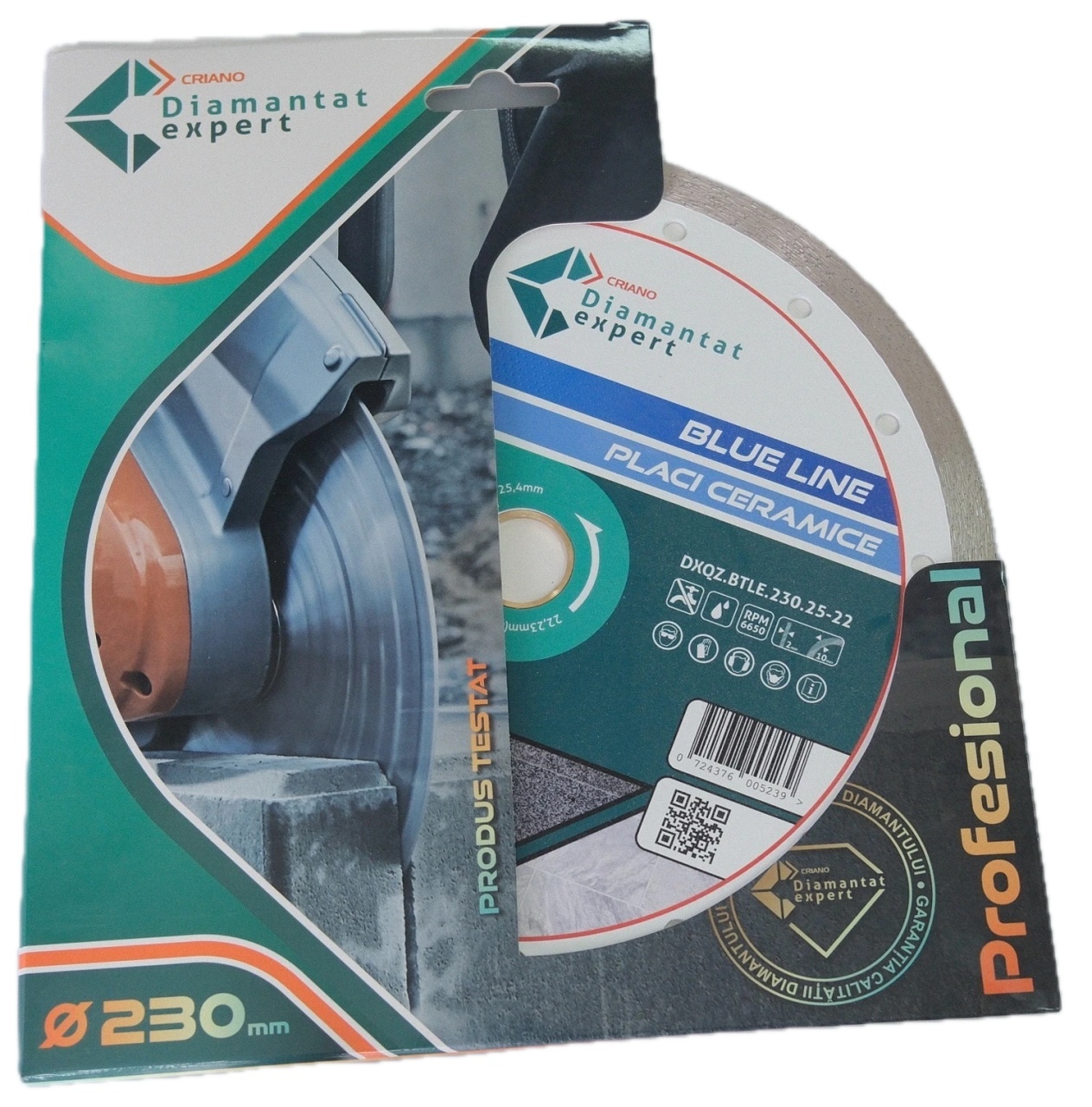 Disc DiamantatExpert pt. Ceramica, Gresie Portelanata de Duritate Medie, Placi 230x25,4/22.23(ring) (mm) taiere uscata sau umeda, Blue Line Profesional - DXQZ.BTLE.230.25-22 — imaginea 7