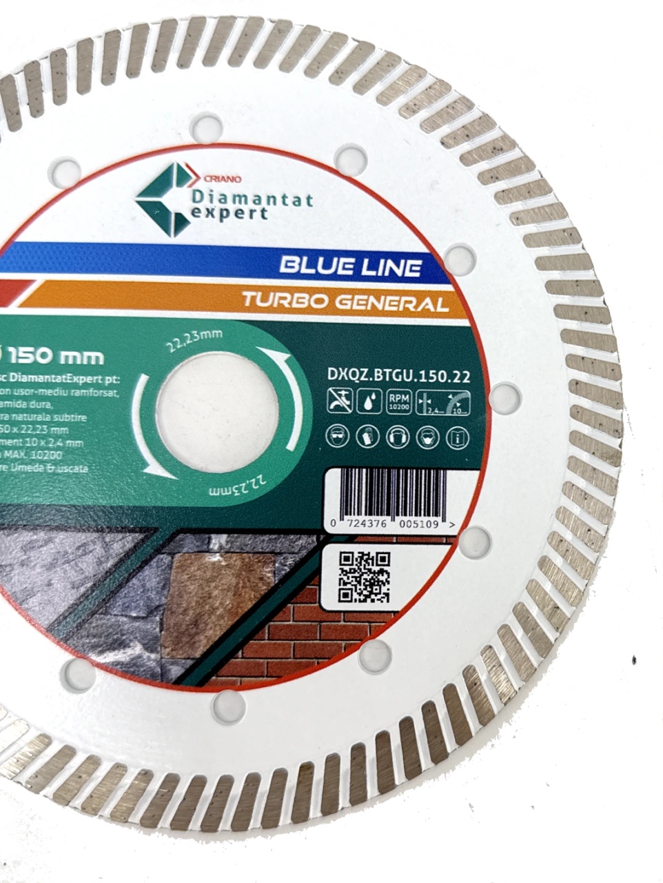 Disc DiamantatExpert TURBO pt. Beton Ranforsat Usor, Materiale de constructii 150x22.23 (mm) taiere uscata sau umeda, Blue Line Profesional - DXQZ.BTGU.150 - 3 | YEO