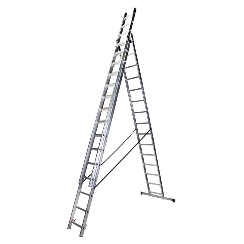Scara tipla aluminiu BISONTE STR315 3 x 15 trepte inaltime maxima 10,9 m — imaginea 2