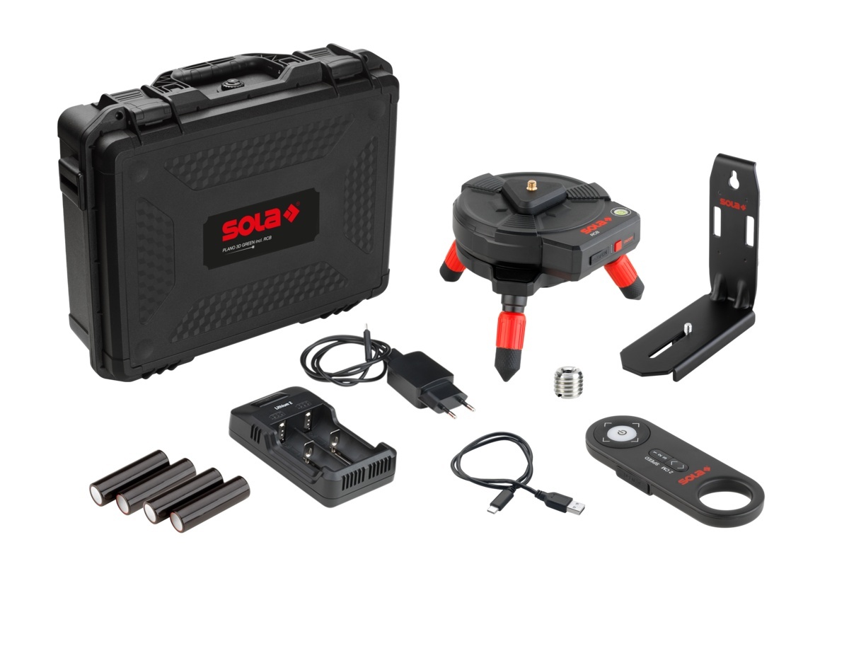 SET Nivela Laser Verde PLANO 3D multilinie 3x360°, 30m, Li-Ion + suport RCB - SOLA-71122501 — imaginea 2