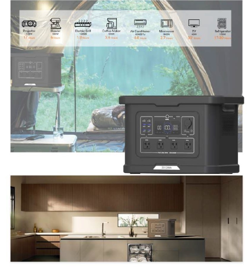 Statie acumulator portabil pentru incarcare electrica LongLife, LiFePO4, Generator Solar Power Station - 2400W, 2232Wh - CNO-PS2400UPS — imaginea 10