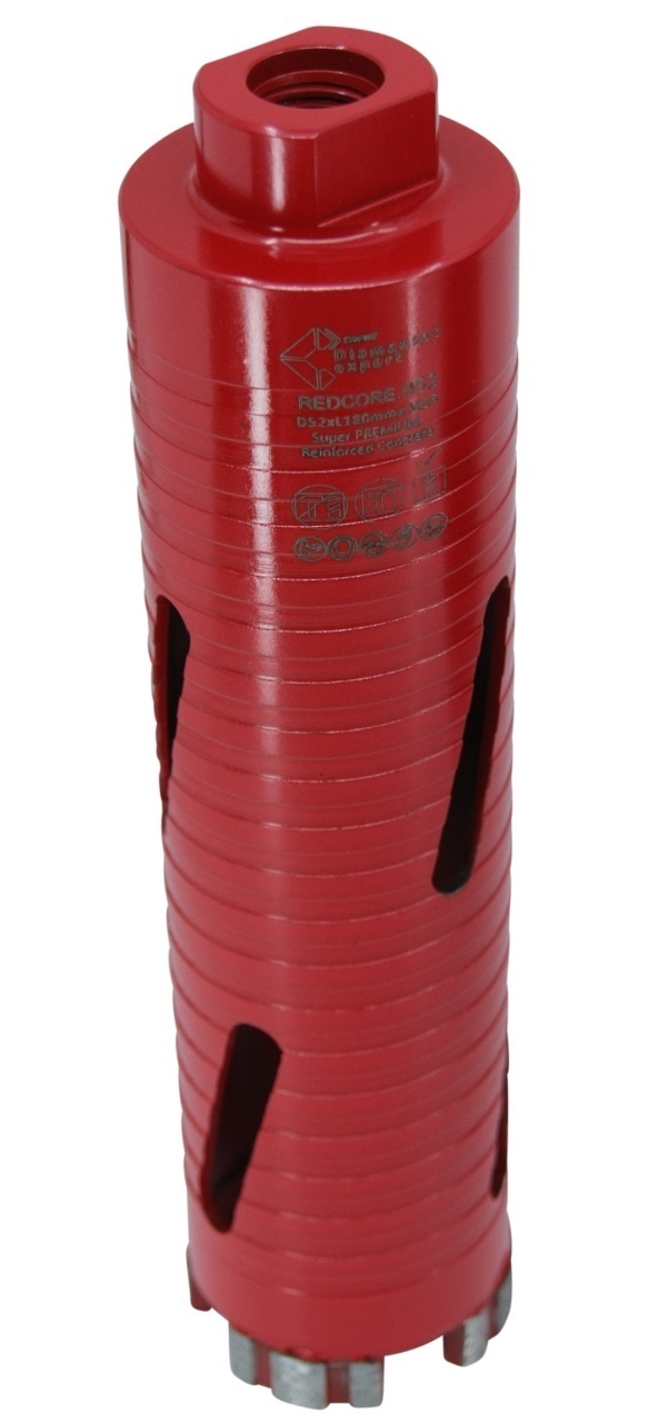 Carota diamantata Super PREMIUM ø52mm x 180mm x M16 pentru gaurire Beton armat, Zidarie, Granit - DXQZ.REDCORE.52 — imaginea 7