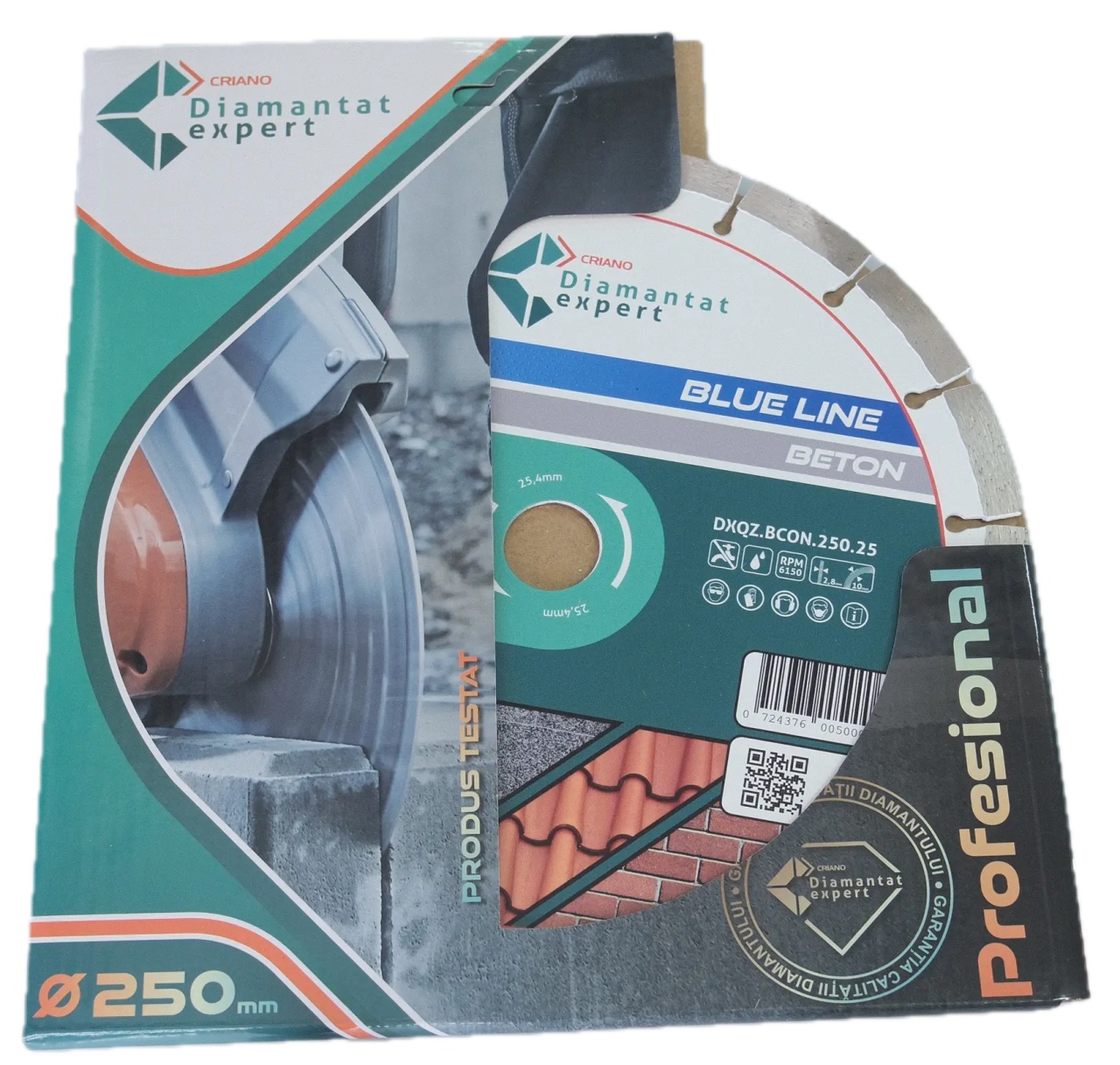 Disc DiamantatExpert pt. Beton, Materiale constructii 250x25,4 (mm) taiere uscata sau umeda, Blue Line Profesional - DXQZ.BCON.250.25 - 3 | YEO