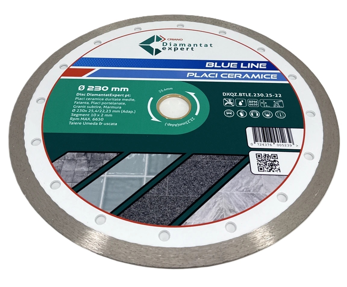 Disc DiamantatExpert pt. Ceramica, Gresie Portelanata de Duritate Medie, Placi 200x25,4/22.23(ring) (mm) taiere uscata sau umeda, Blue Line Profesional - DXQZ.BTLE.200.25-22 — imaginea 8