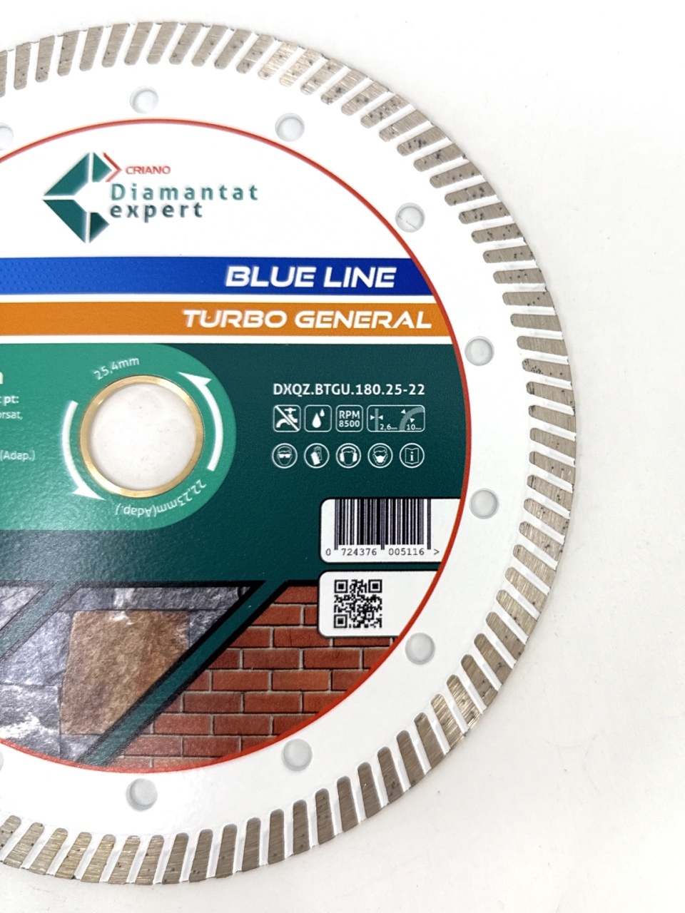 Disc DiamantatExpert TURBO pt. Beton Ranforsat Usor, Materiale de constructii 180x25,4/22.23(ring) (mm) taiere uscata sau umeda, Blue Line Profesional - DXQZ.BTGU.180.25-22 — imaginea 8