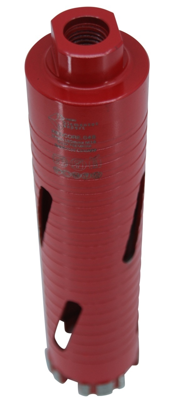 Carota diamantata Super PREMIUM ø48mm x 180mm x M16 pentru gaurire Beton armat, Zidarie, Granit - DXQZ.REDCORE.48 — imaginea 8