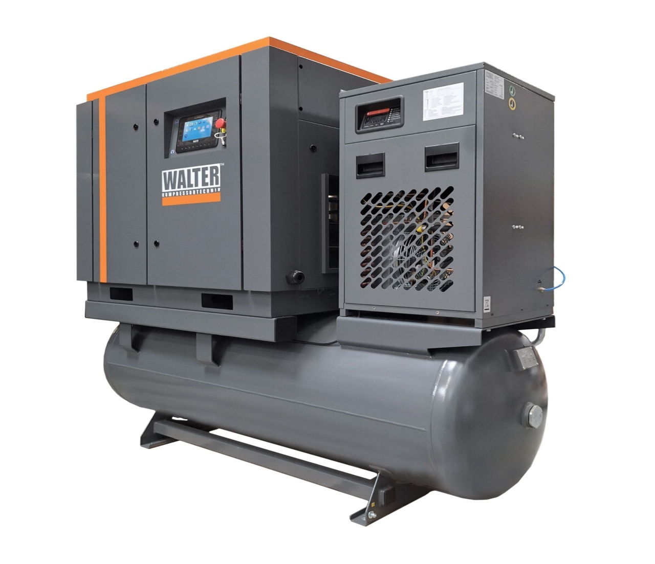 Compresor de aer profesional cu surub, cu uscator de aer - 15 kW, 2250 L/min, 8 bari - Rezervor 500 Litri - WLT-15/500-P-COMBO-8bar