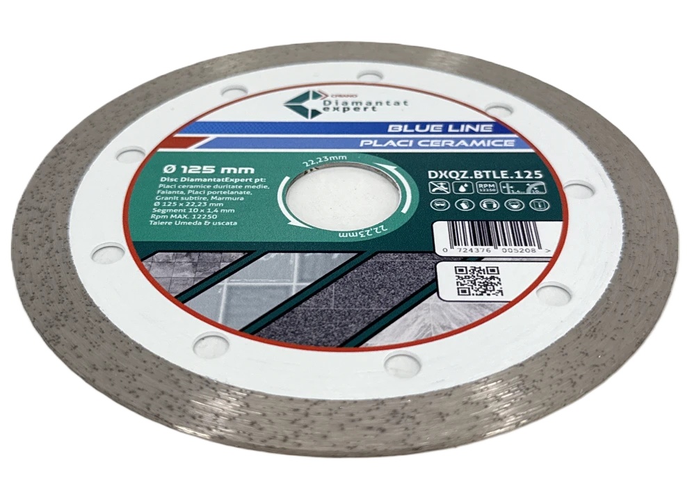 Disc DiamantatExpert pt. Ceramica, Gresie Portelanata de Duritate Medie, Placi 125x22.23 (mm) taiere uscata sau umeda, Blue Line Profesional - DXQZ.BTLE.125 - 2 | YEO