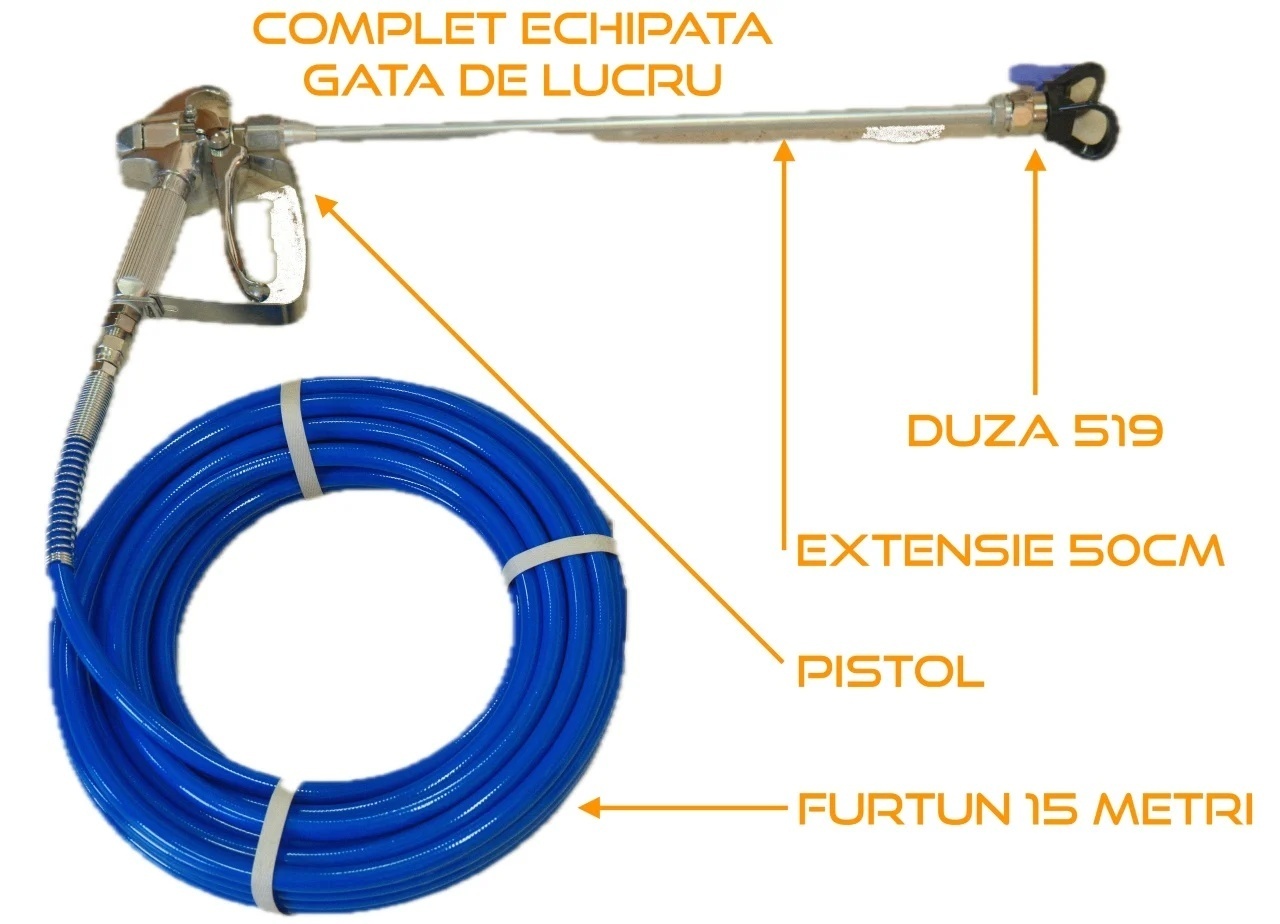 Pompa de vopsit si zugravit AIRLESS Piston Profesională cu Cadru - Echipata - 1/4", 3kW, 3.5L/min - WP-APSP3 - Imagine 12
