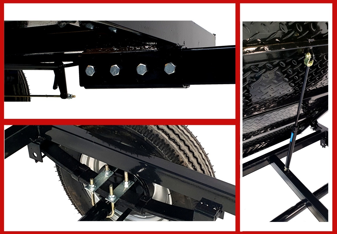 ProGARDEN Campo RM500C remorca 500kg motocultor, 1 osie, prindere bolt, roti profil rutier 5.00-12, 4 prezoane, RIM 3.00B - 1 | YEO